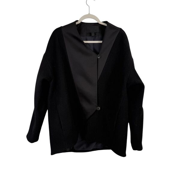 J Crew Collection Black Wool Crossover Jacket Mixed Media Career Womens Size 14
